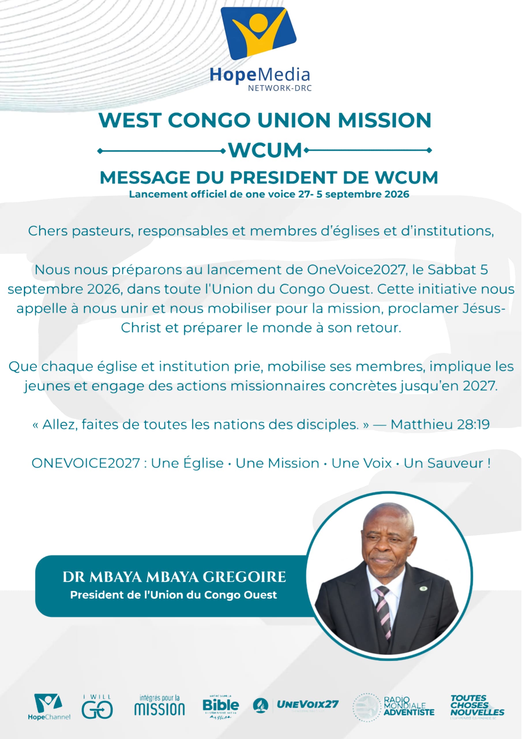 MESSAGE DU PRÉSIDENT DE WCUM